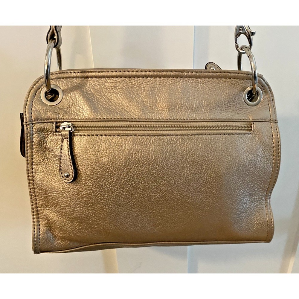 Tignanello Metallic Gold Pebbled Shoulder Bag Purse Leather NWOT - Picture 2 of 8